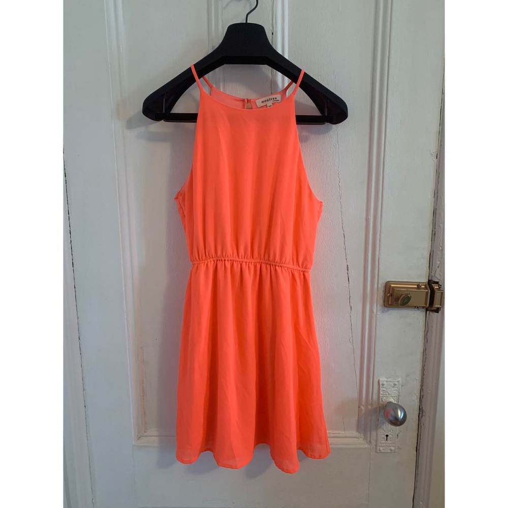 Monteau Los Angeles high neck hot pink dress